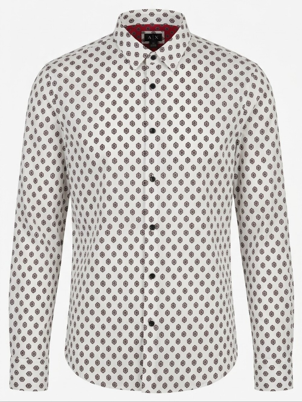 Armani Exchange Classic Printed Men's Shirt - White with Black Pattern